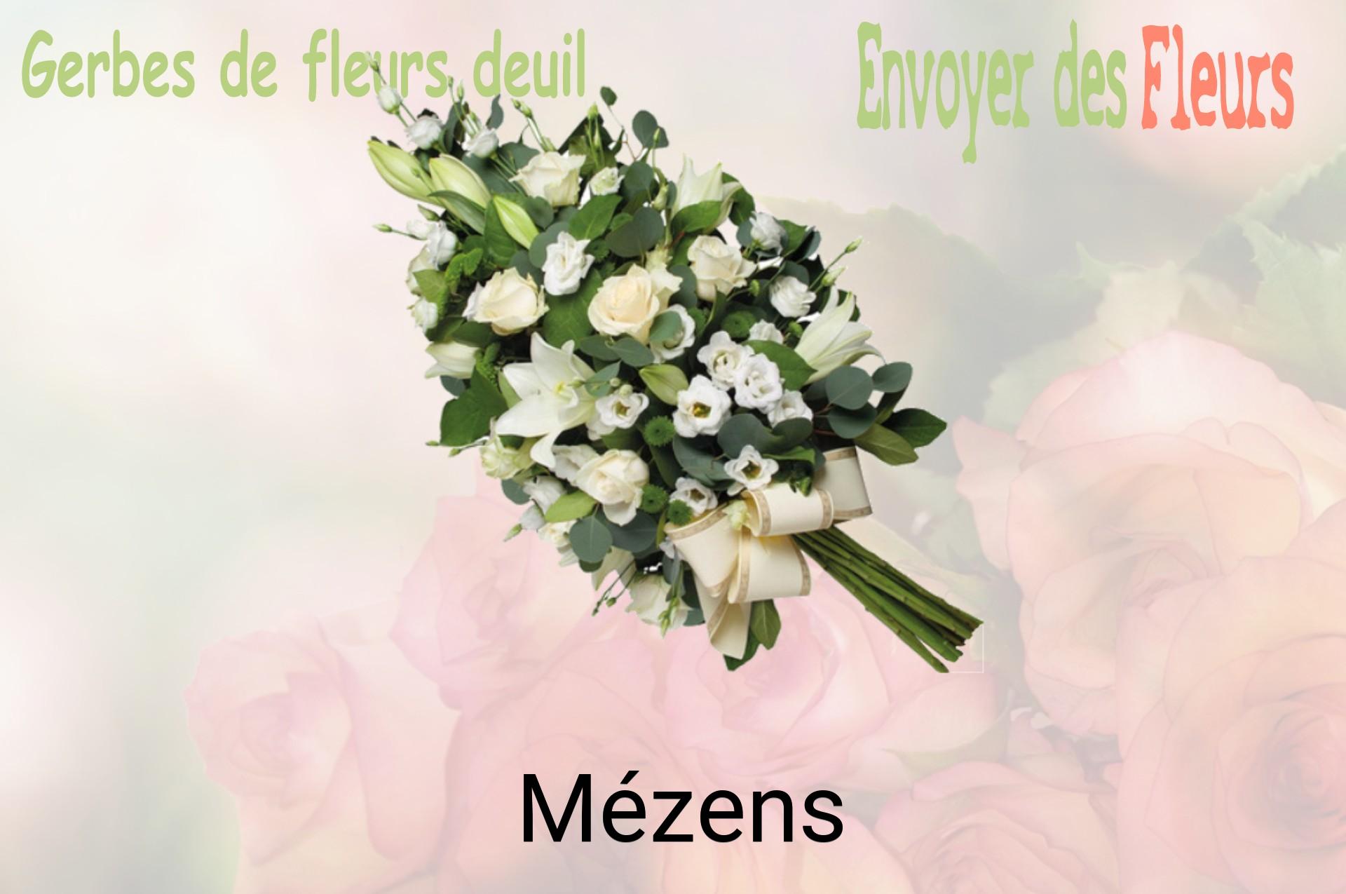 Gerbe de fleurs de deuil livrée à Mézens